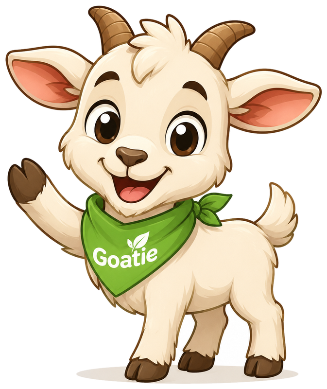 Goatie the goat mascot waving hello